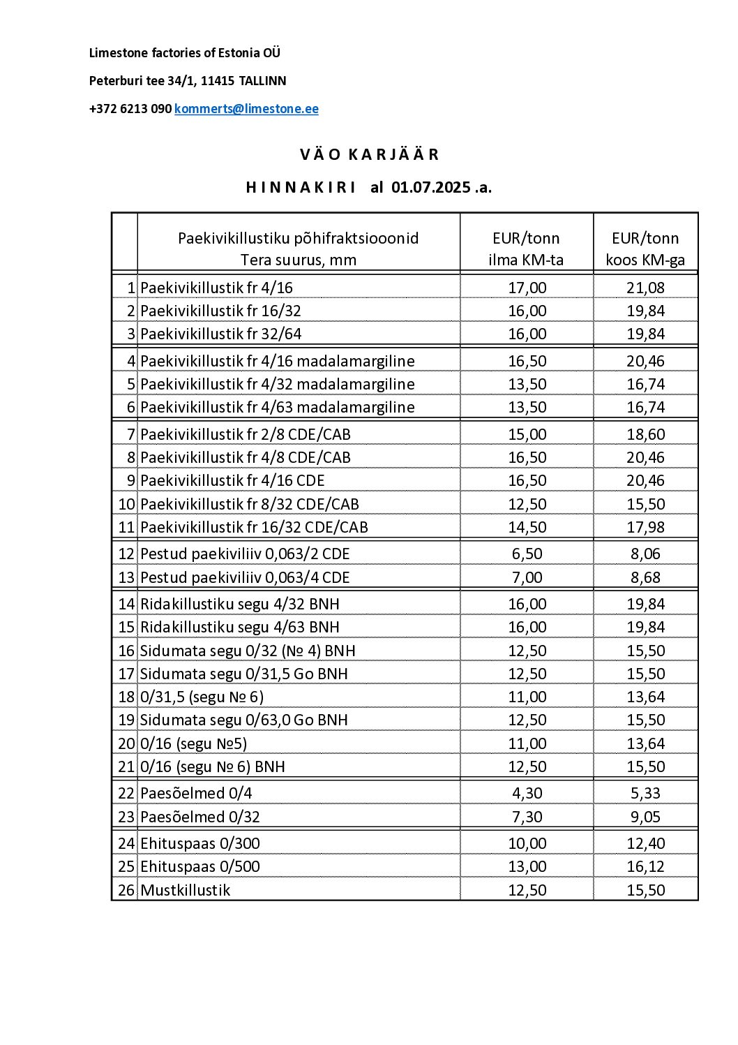 Изменения в ценах вступят в силу с 1 июля  2025 года